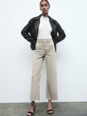 Zara Marine High-Rise Wide-Leg Straight Jeans